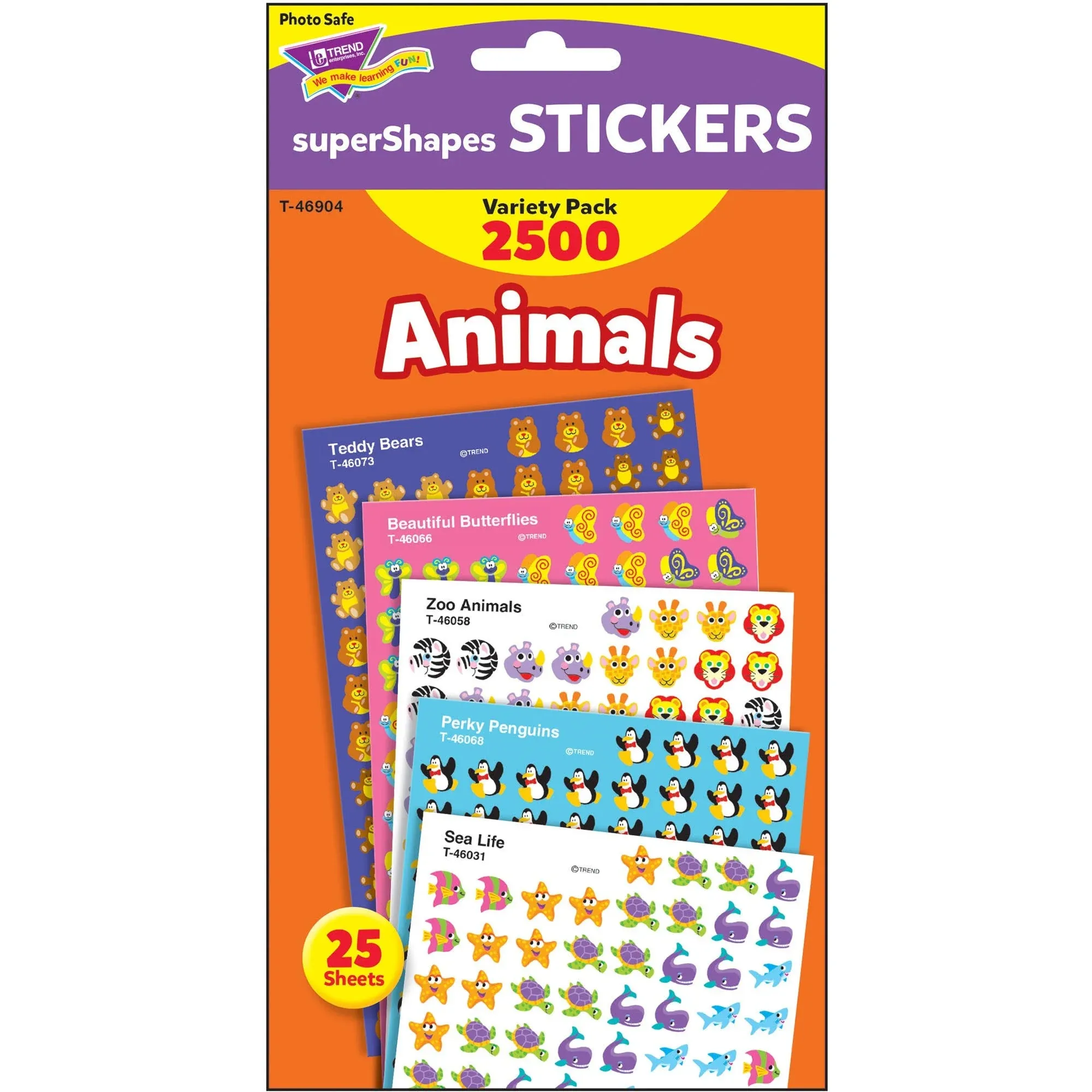 TREND ENTERPRISES, INC. Animals superShapes Stickers Variety Pack, 2500 ct