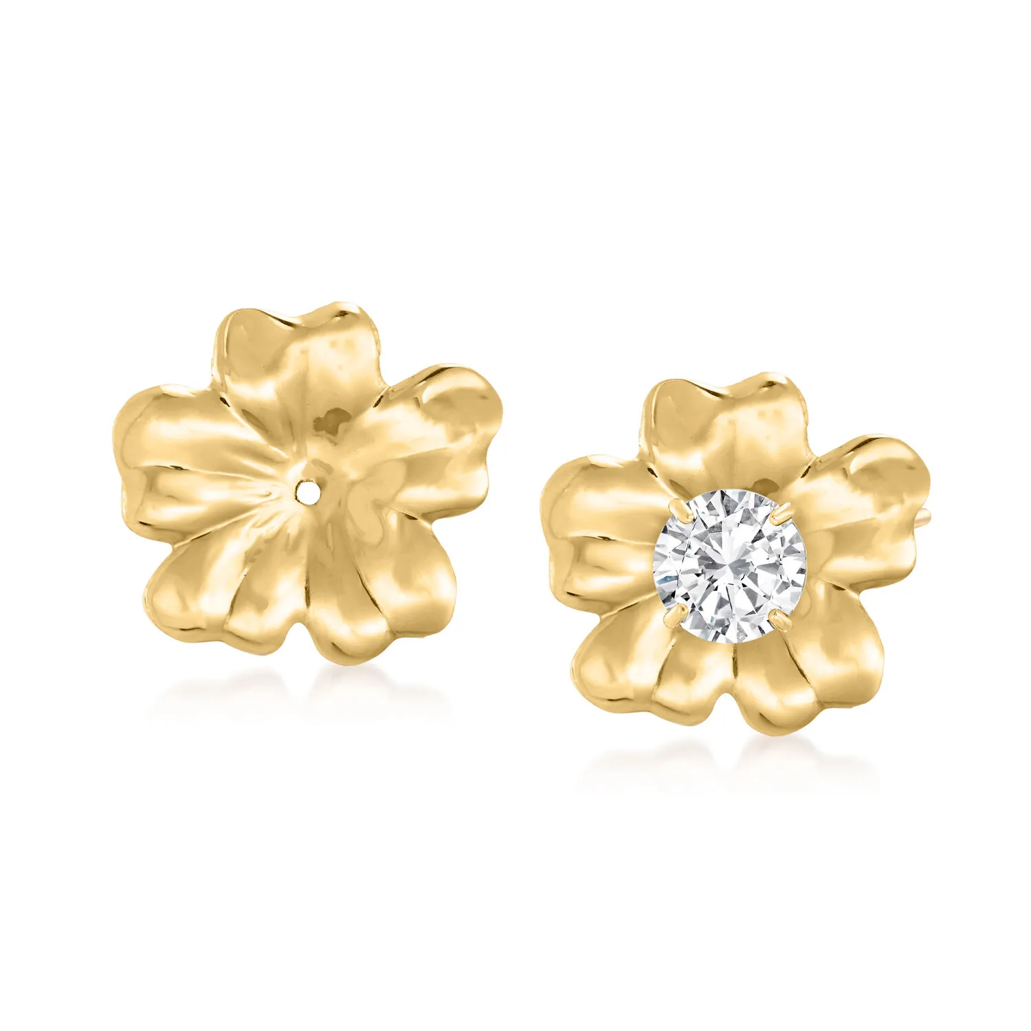 14kt Yellow Gold Flower Petal Earring Jackets