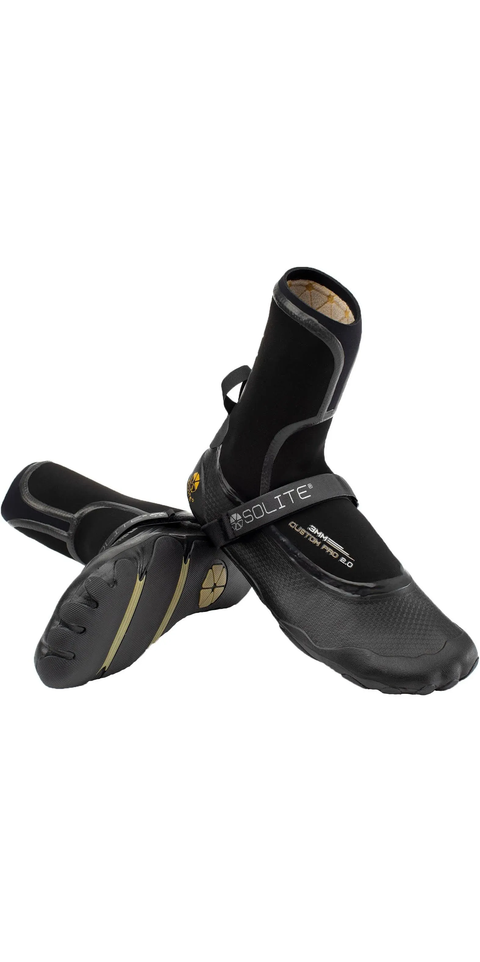 Solite 3mm Custom Pro 2.0 Wetsuit Booties (21001) 7 / Black/Gum