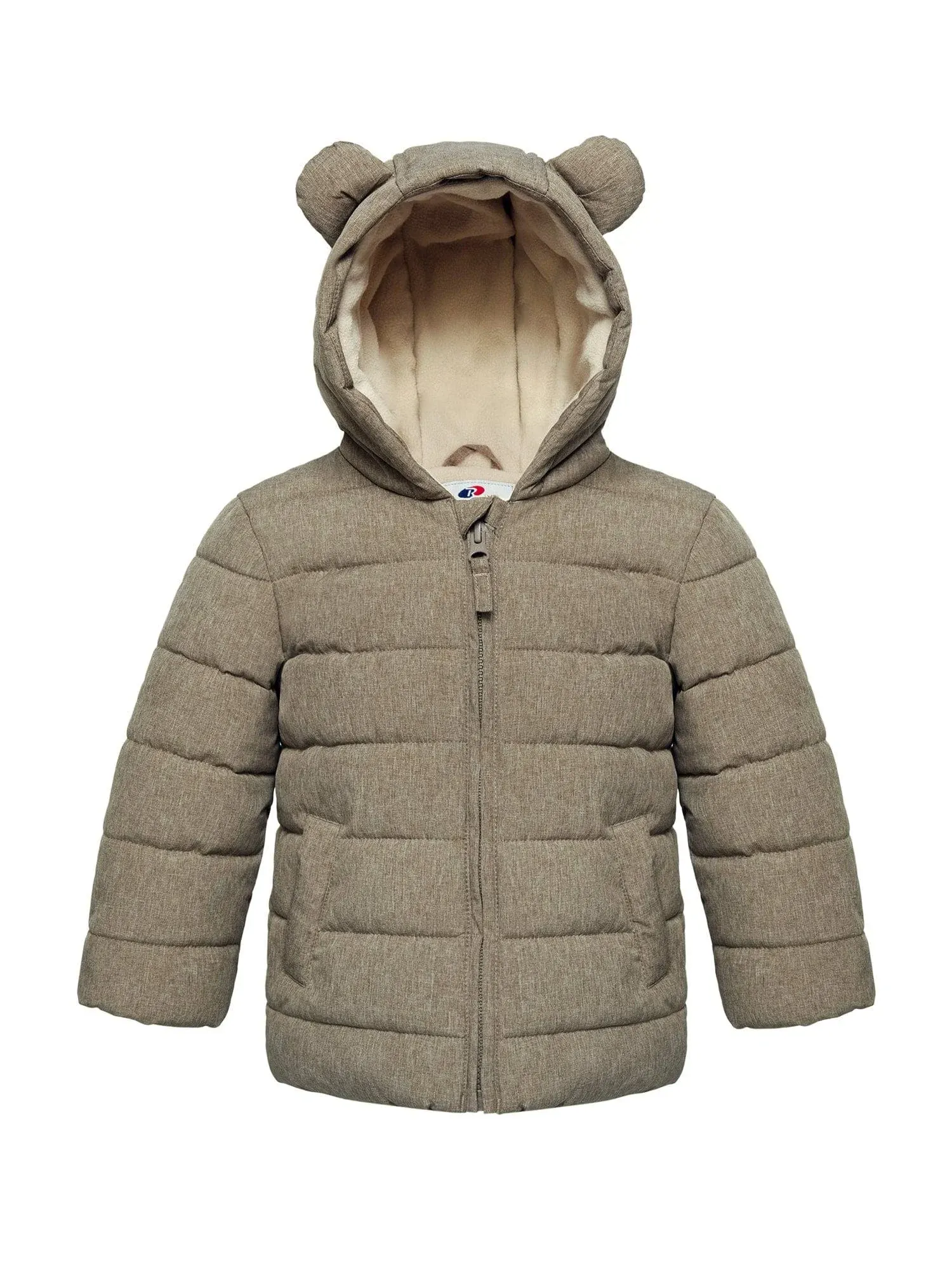 Rokka&Rolla Baby Boys' Fleece Hooded Puffer Jacket - Beige Textured