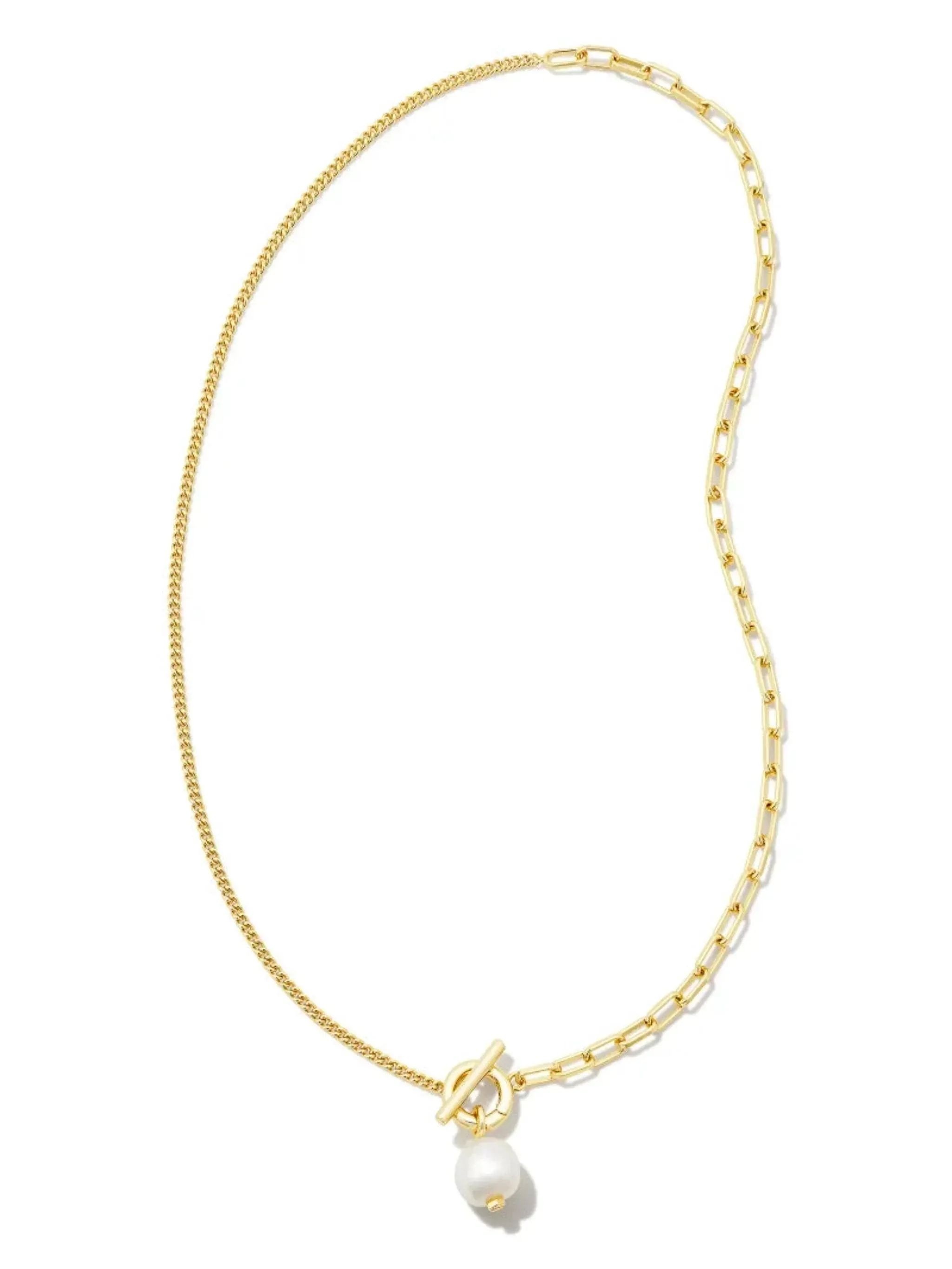 Kendra Scott Leighton Gold Pearl Chain Necklace - White Pearl