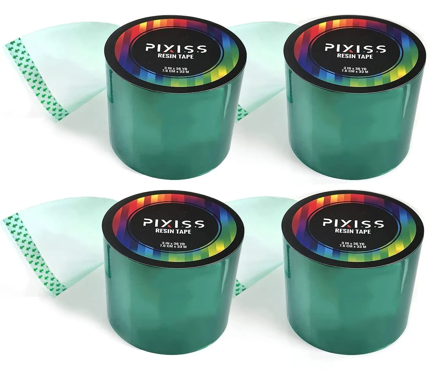 Pixiss 4 Pack - Epoxy Resin Tape Mold Release Tuck Tape for Epoxy Resin - Extra Wide Polyester Tape for Resin UV Tape Release