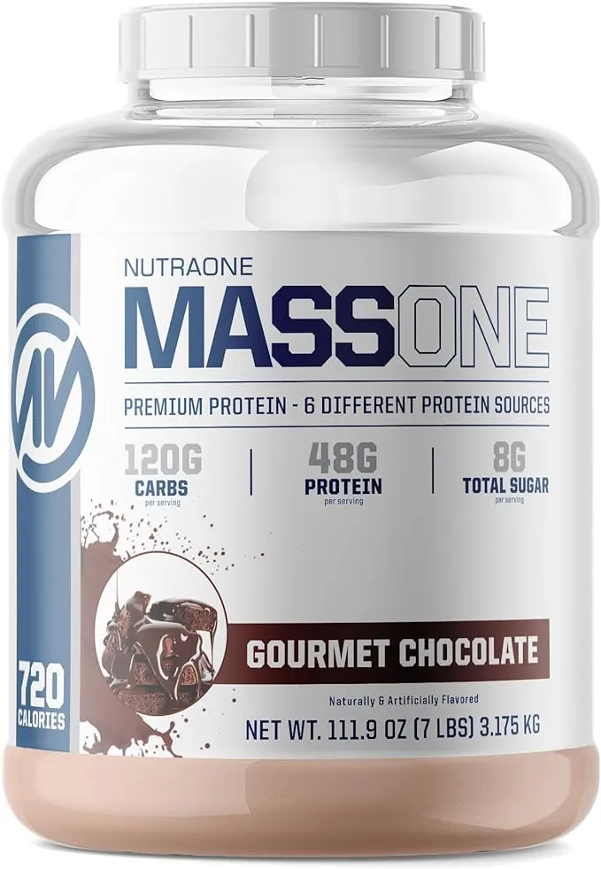 Massone Mass Gainer Protein Powder by NutraOne – Gain Mass Protein Meal 7 Lbs 