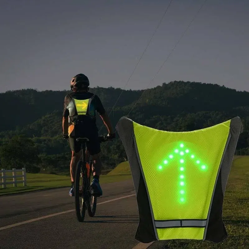 LED Turn Signal Safety Vest with Direction Indicator, USB Charging &amp; Adjustable 