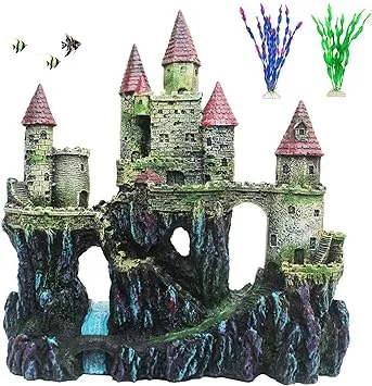 PINVNBY Aquarium Resin Castle Decoration Fish Tank Driftwood Castle Cave Hideouts ...