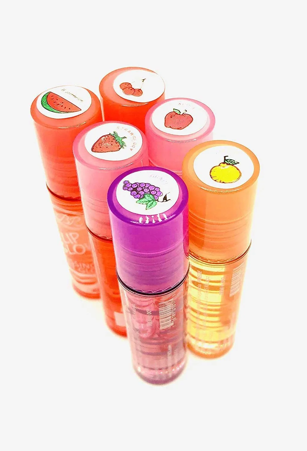 Kissing Fruit Lip Gloss 6 Assorted Flavors Classic Roll On Tint 1.5 Ounce