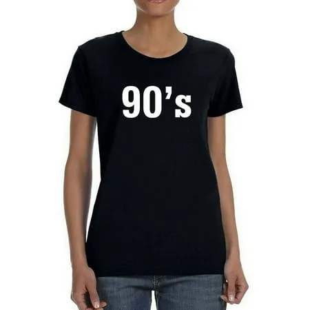 90 S Decade Graphic Design Women Black T-Shirt Female x-Large