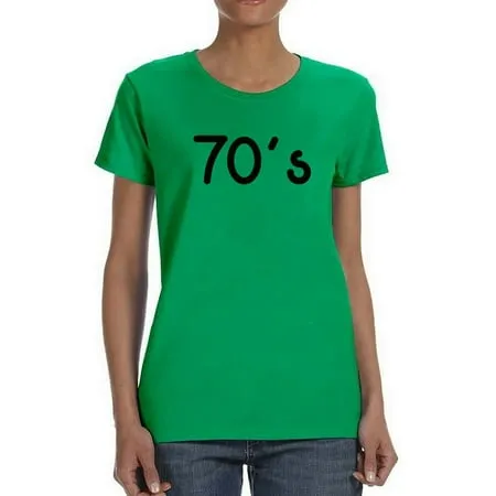 70 S Decade Graphic Design Women Kelly Green T-Shirt Female Medium