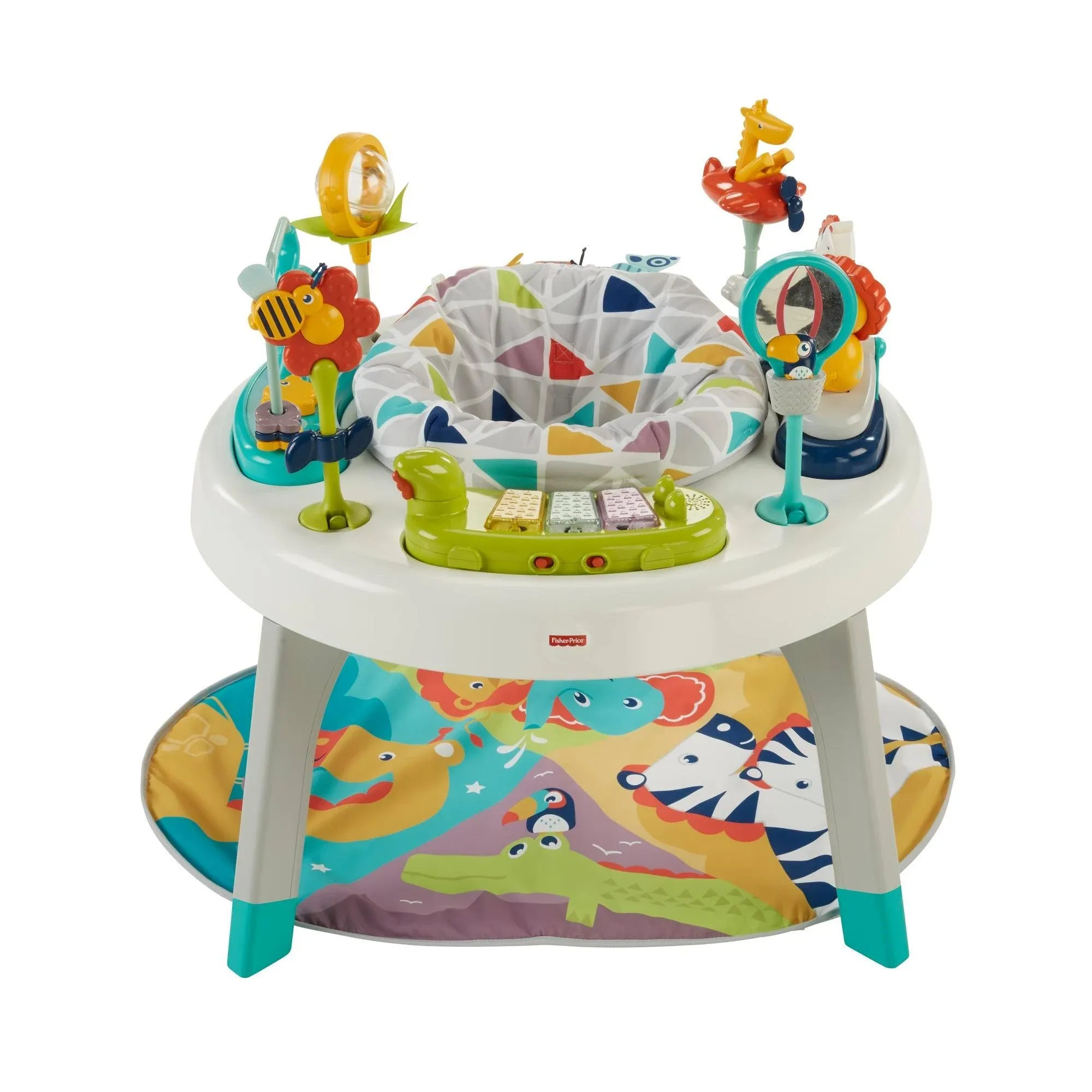 Fisher-Price Baby To Toddler -Toy 3-In-1 Sit-To-Stand Activity Center With Playmat Plus Music Lights And Spiral Ramp