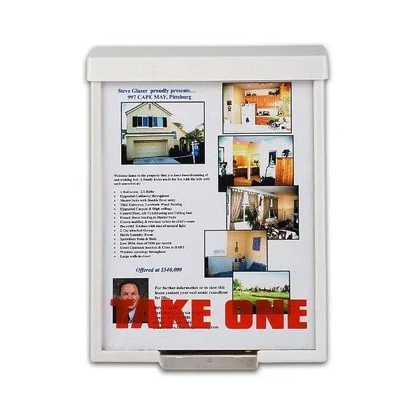 White Snap Shut Brochure Box Brochure Holder Flyer Box Outdoor "Realtor Style" Info Box Realtor Supplies Real Estate Marketing