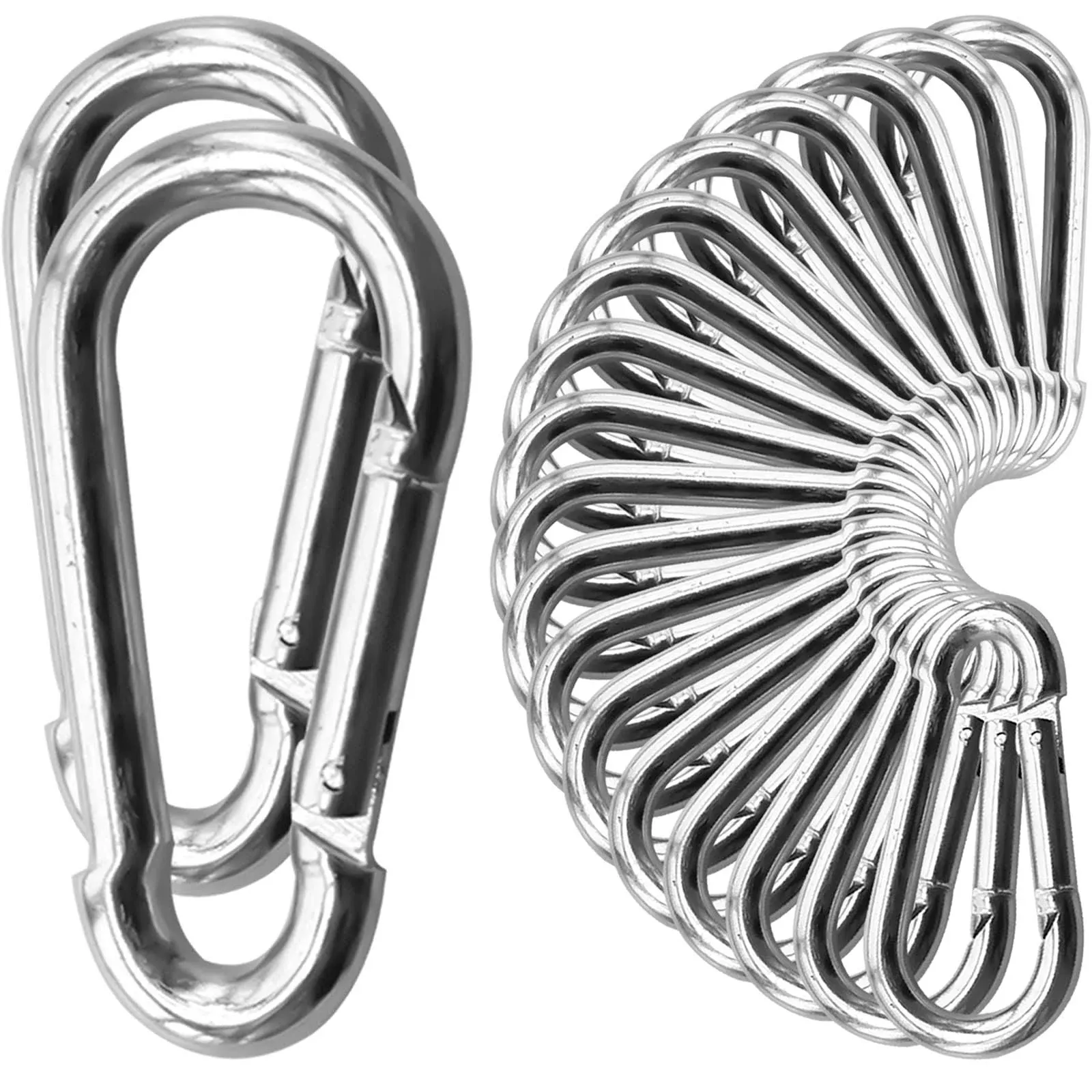 50Pack Heavy Duty Carabiners M8 5/16" Spring Snap 3Inch Zinc-Galvanized Steel Carabiner Clips Chain Quick Links Safety Connector for Hammock Swing Fitness Gym Outdoor Supplies Boating