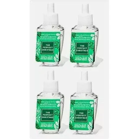 Bath and Body Works 4 Pack The Perfect Christmas Wallflowers Fragrance Refill 0.8 Oz.