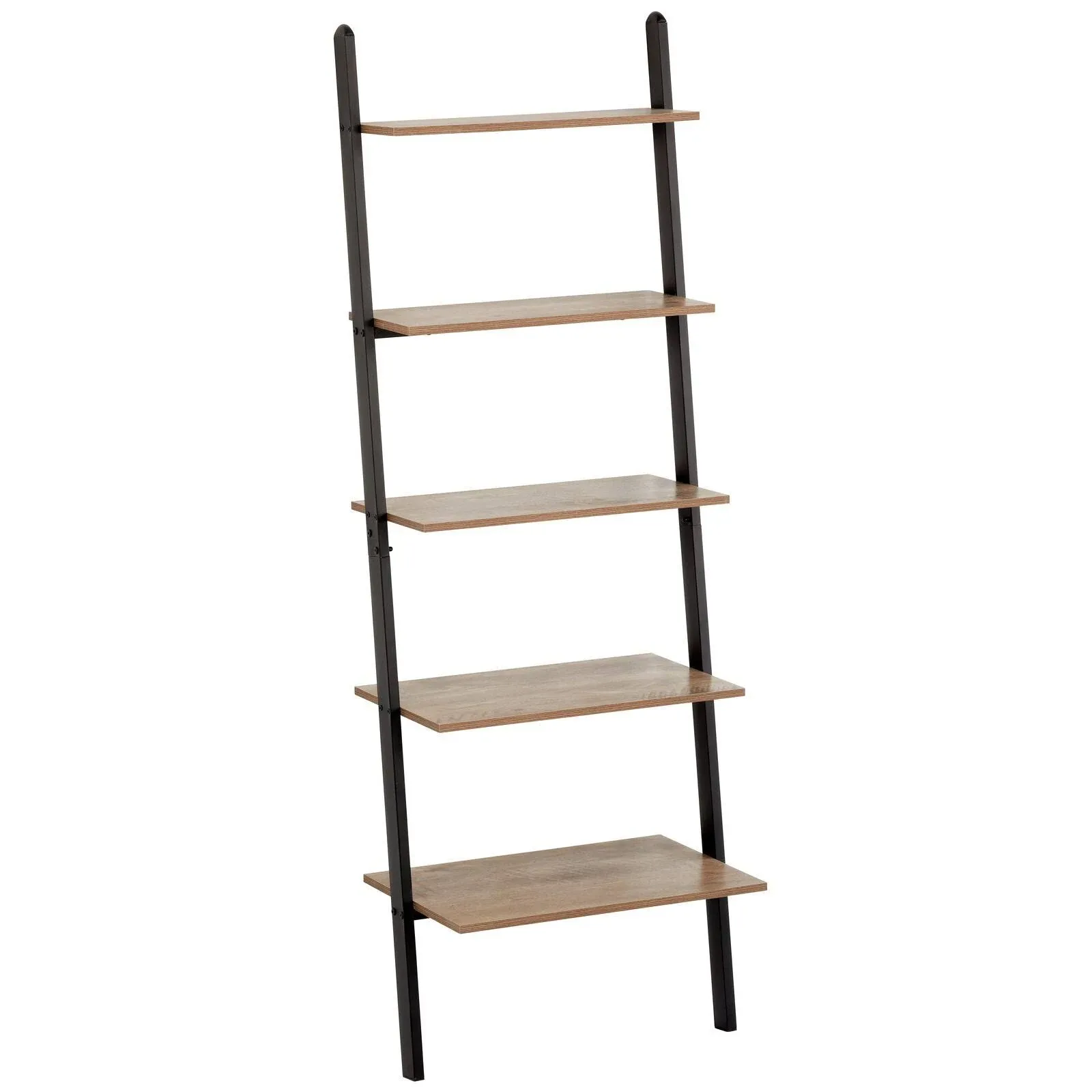 mDesign 5-Tier Leaning Ladder Bookshelf, Rustic Ladder Shelves, Black