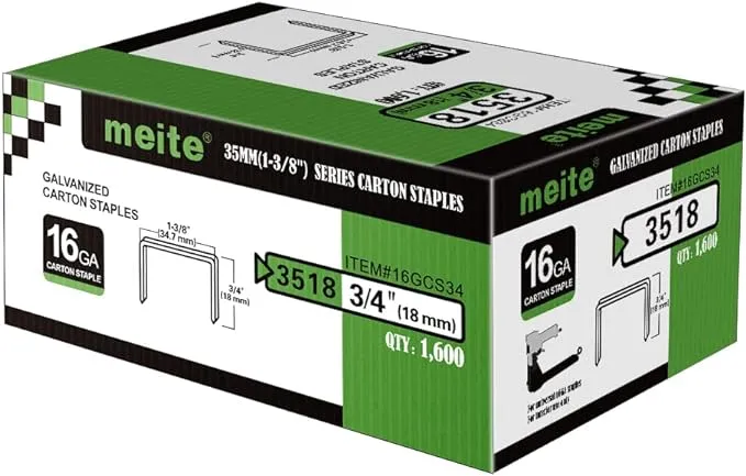 Meite 16GCS34 16 Gauge 1-3/8&#034; Crown 3/4&#034; Length Copper Coated Carton Closing Sta