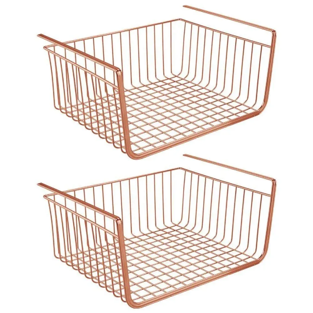 mDesign Metal Under Shelf Hanging Kitchen Pantry Shelf Storage Basket Organizer