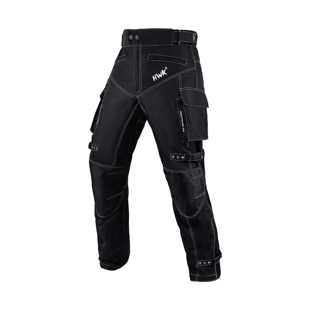 HWK Dual Sport Motorcycle Pants for Men with Water Resistant Cordura Textile Fabric & Impact Protection Armor