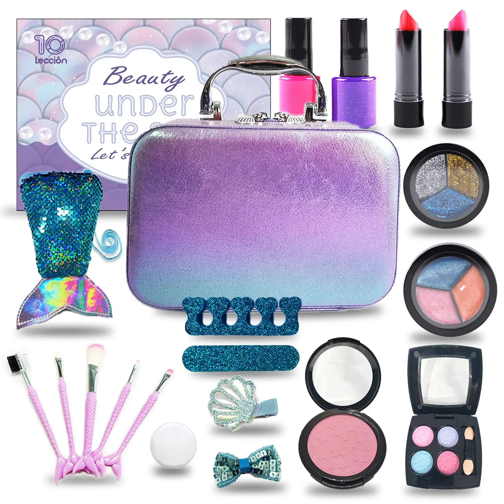 Girls Makeup Kit for Kids, Non Toxic Washable Mermaid Makeup, Kids Makeup Sets ...