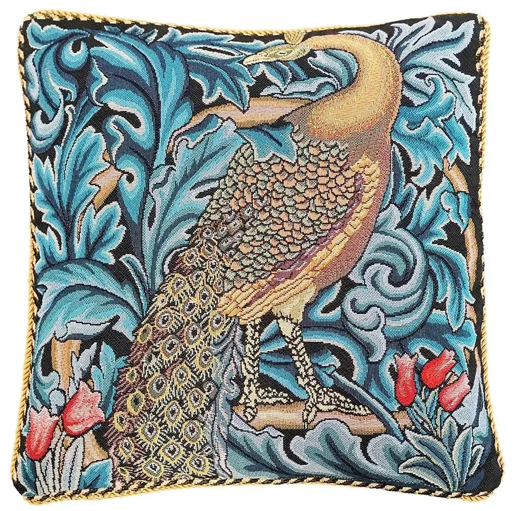 Signare Tapestry Cushion Cover 18 x18 Inches Decorative The Peacock by William ...