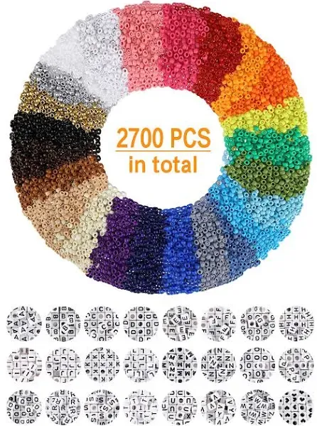 Greentime Pony Beads, 9mm Bright Pearl Color Craft Beads Bracelet Making Kit Hair Beads for Friendship Bracelet Jewelry Making and DIY Crafts for Gifts- 2800Pcs