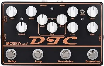 Moskyaudio DTC Multieffects Processor Multi-functional Pedal with Distortion Overdrive Loop Delay Effects in 1 Unit