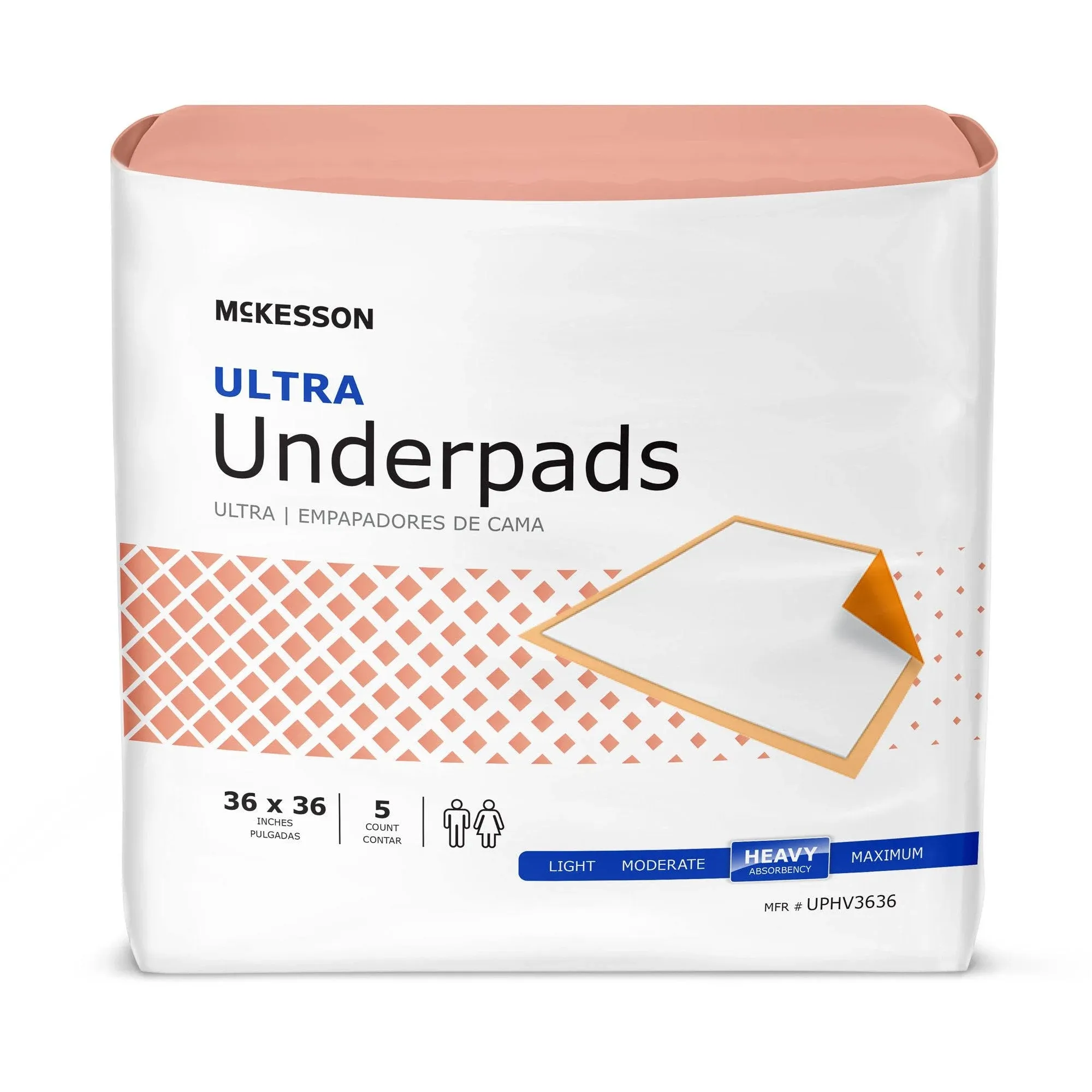 Mckesson Ultra Underpads, Incontinence Bed Pads, Heavy Absorbency, 30 in X 30 In