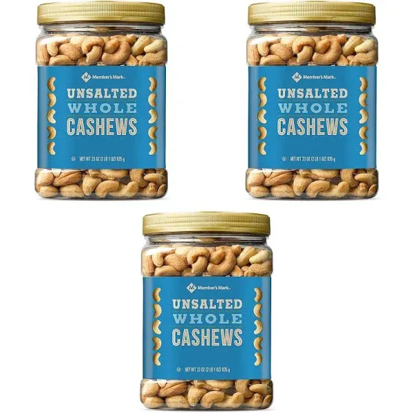 Member's Mark Unsalted Whole Cashews 33 oz. A1 SET of 3