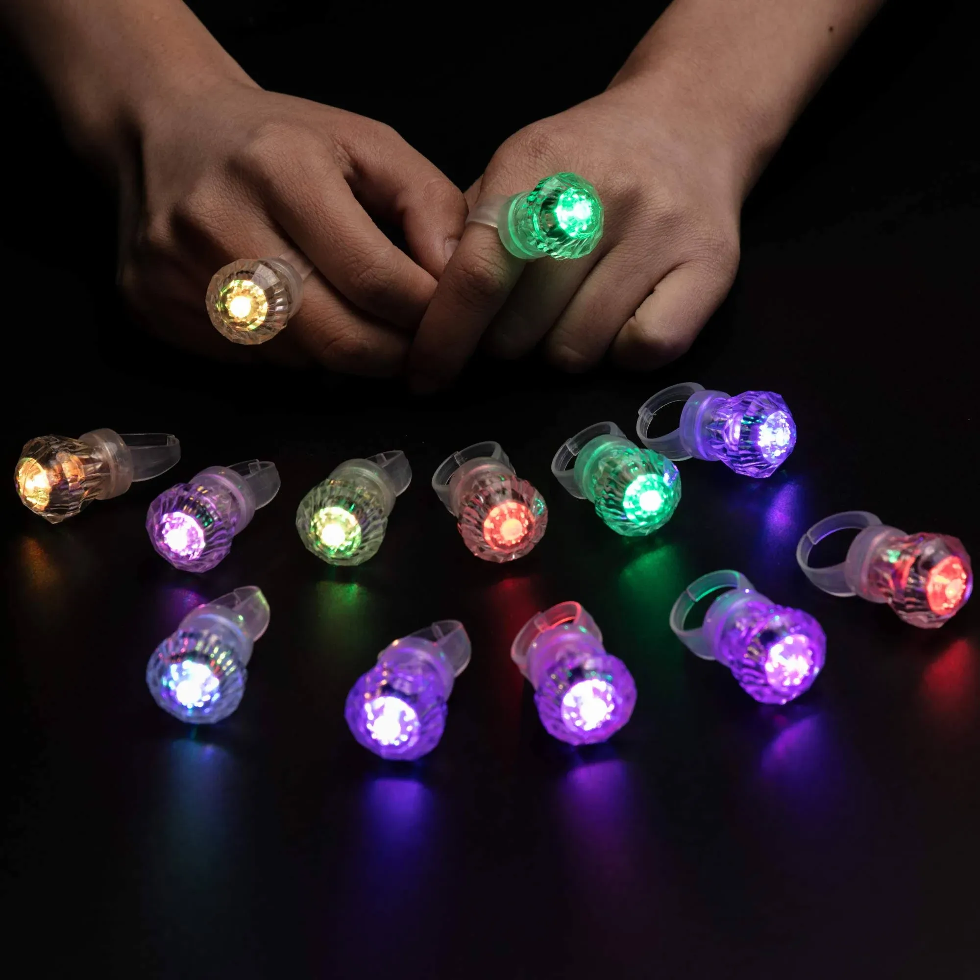 MIDAFON 60 Pack LED Glow Rings Light Up LED Rings Glow Flashing LED Rings Diamond ...