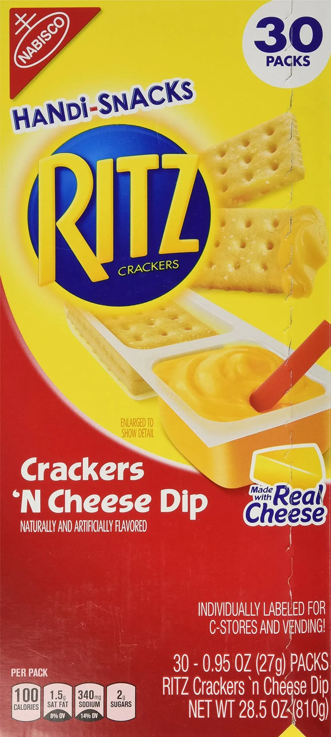 Ritz Handi-Snacks Crackers 'N Cheesy Dip, 30 Packs - 30 pack, 0.95 oz packs