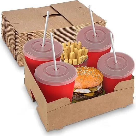 MT Products Food and Drink Tray 4 Corner Pop-Up J-Type Paperboard Perfect for Holding Food and Liquids in One Place at Stadium or Theater (25 Pieces) - Made in the USA