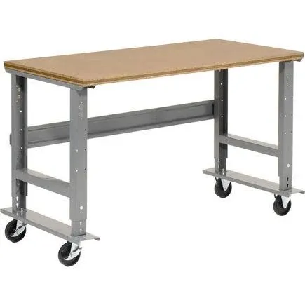 Global Industrial Mobile Adjustable Height C-Channel Leg Workbench, Shop Top ...