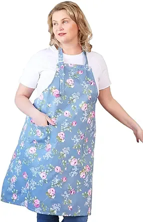 APRONNER Cotton Linen Baking Plus Size Aprons for Women with Pockets Kitchen Cooking