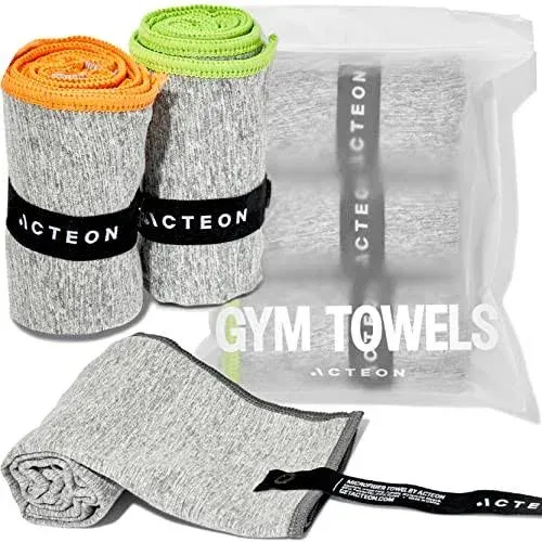 Acteon New Microfiber Quick Dry Gym Medium Towel (3 Pack), Heather-grey 