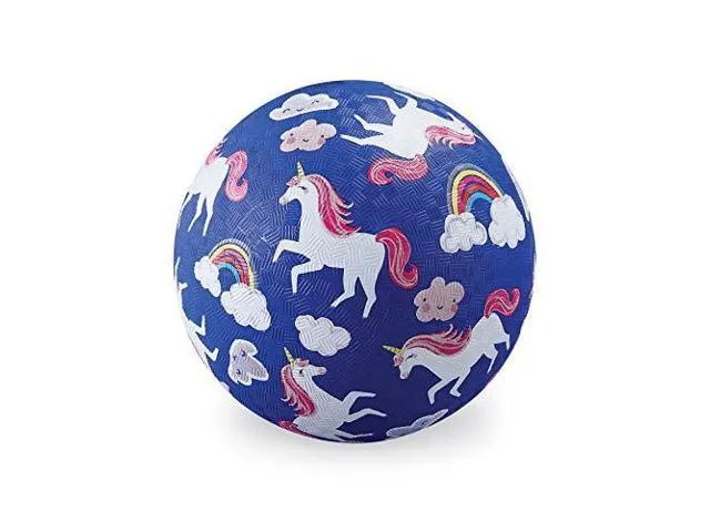 Crocodile Creek Playground Ball - Durable Rubber Ball for Kids Ages 3 and Up - Bouncy Inflatable Ball for Kickball, Indoor Games, and Outdoor Sports - PVC-Free - Unicorns - 5-inch Diameter