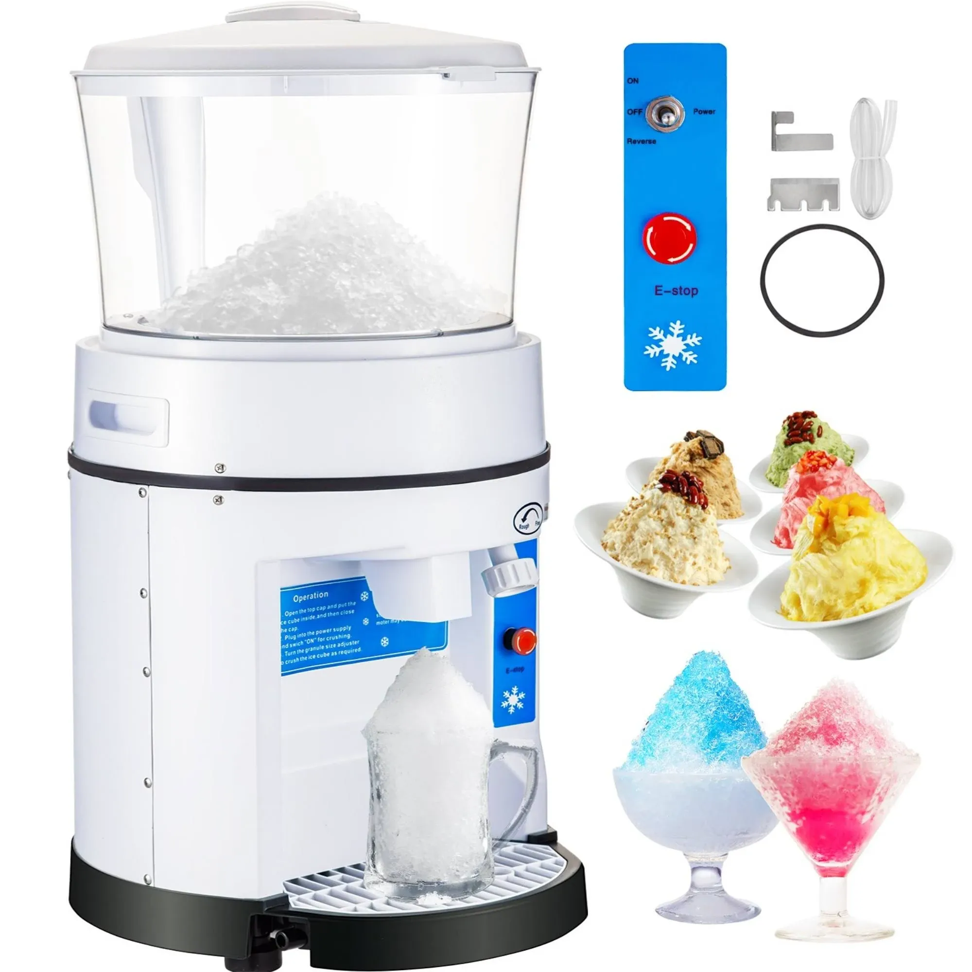 Electric Ice Shaver Crusher with 17.6 LBS Hopper - 1100LBS/H, 350W Tabletop Snow Cone Maker - 320 RPM Rotate Speed - Perfect for Parties, Events, and Snack Bars