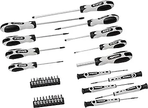 Amazon Basics 34-Piece Magnetic Tip Screwdriver Set - Slotted, Phillips, Star ...