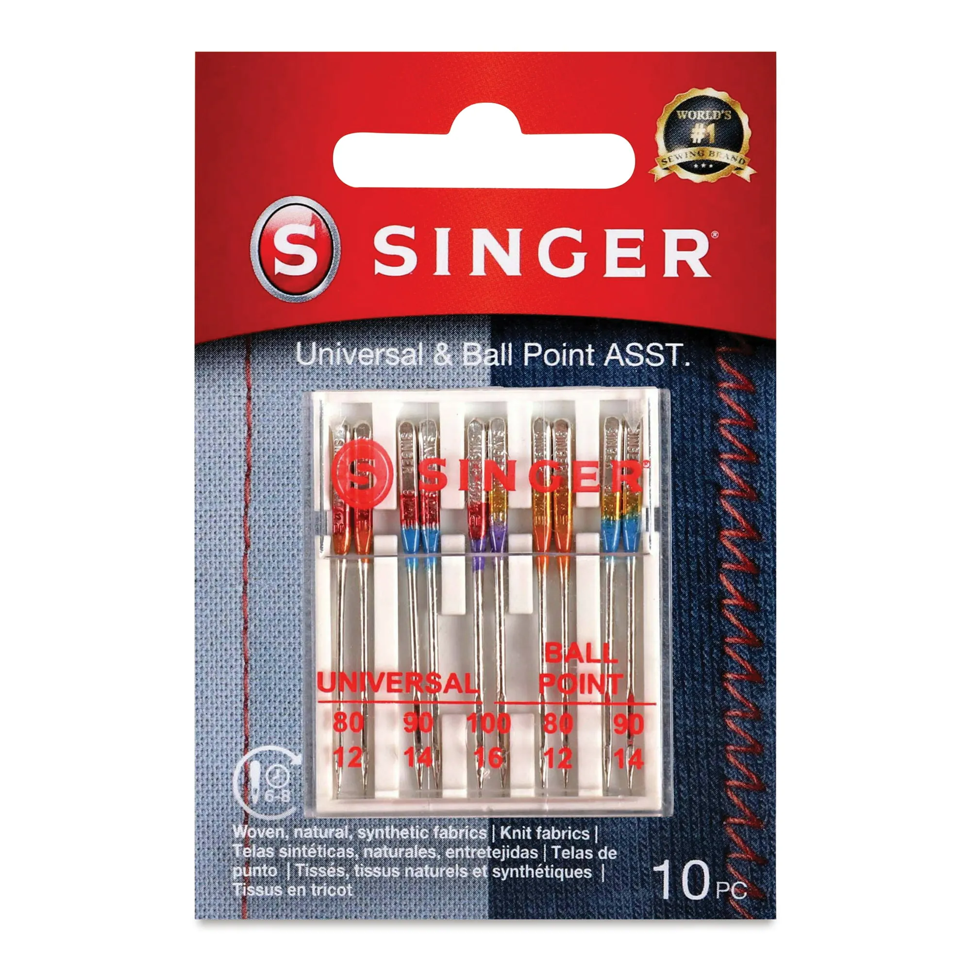 SINGER Universal Regular & Ball Point Sewing Machine Needles, Sizes 80/12, 90/14, 100/16-10 Count