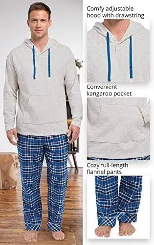 PajamaGram Mens Flannel Pajamas Sets - Pajamas For Men, Hoodie Top