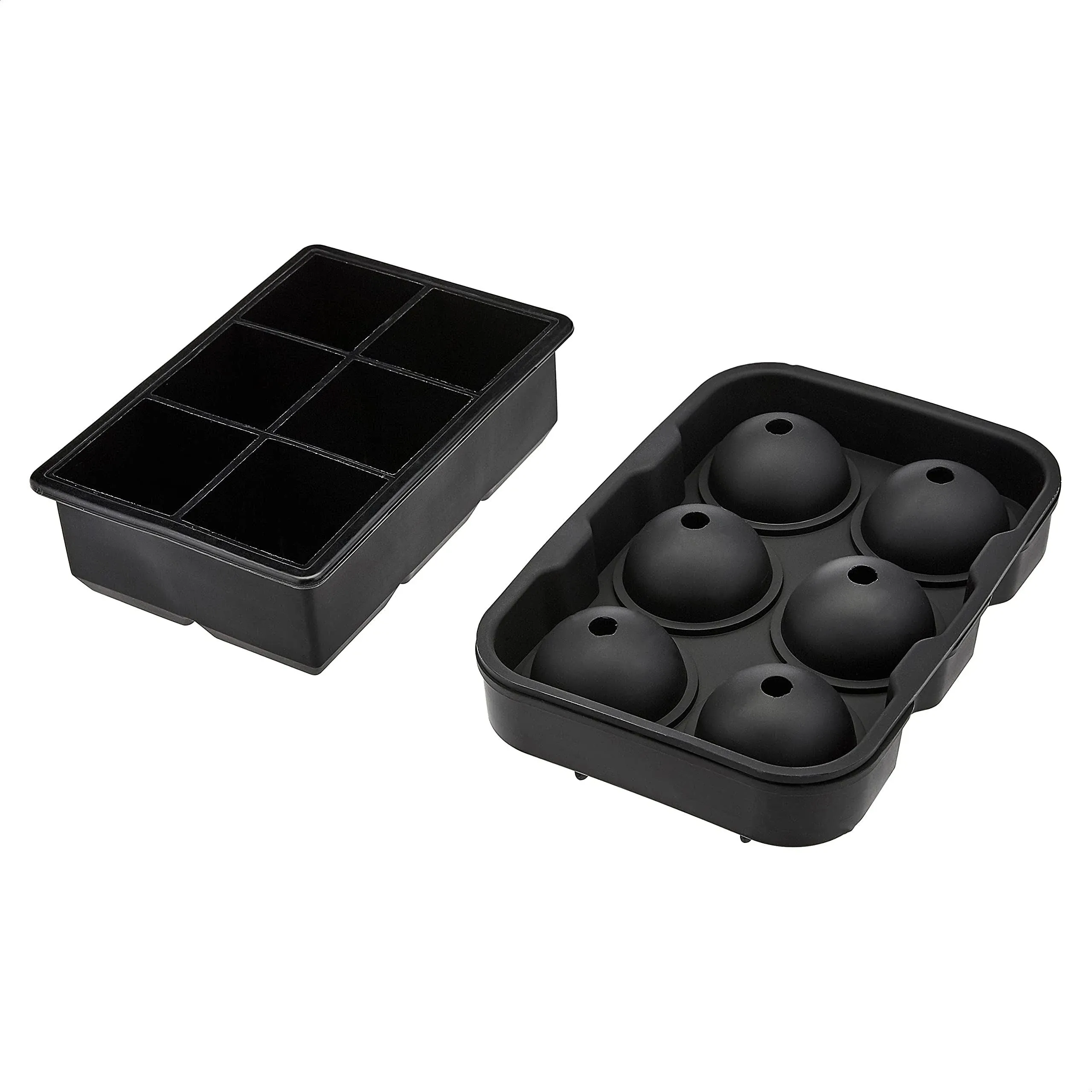 AmazonCommercial Silicone Ice Cube Tray - Set of 2 with (1) Spherical Mold and (1 ...