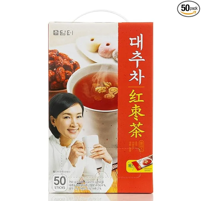 Damtuh Korean Traditional Jujube Tea Plus, Jujube Powder, Red Date Instant Tea, 15g x 50 Sticks