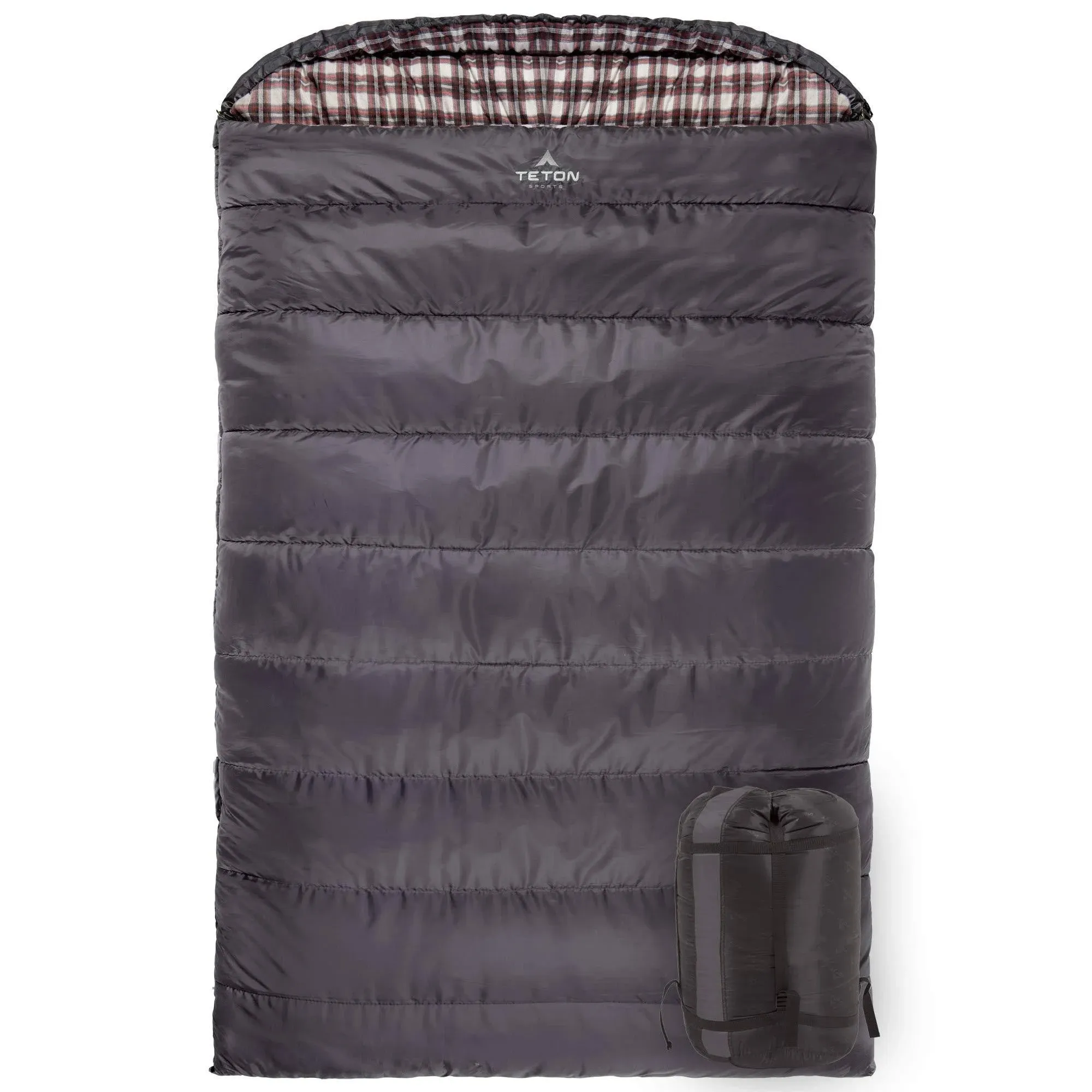  Fahrenheit Mammoth Queen-Size Double Sleeping Bag; Warm and Grey +0f Degrees