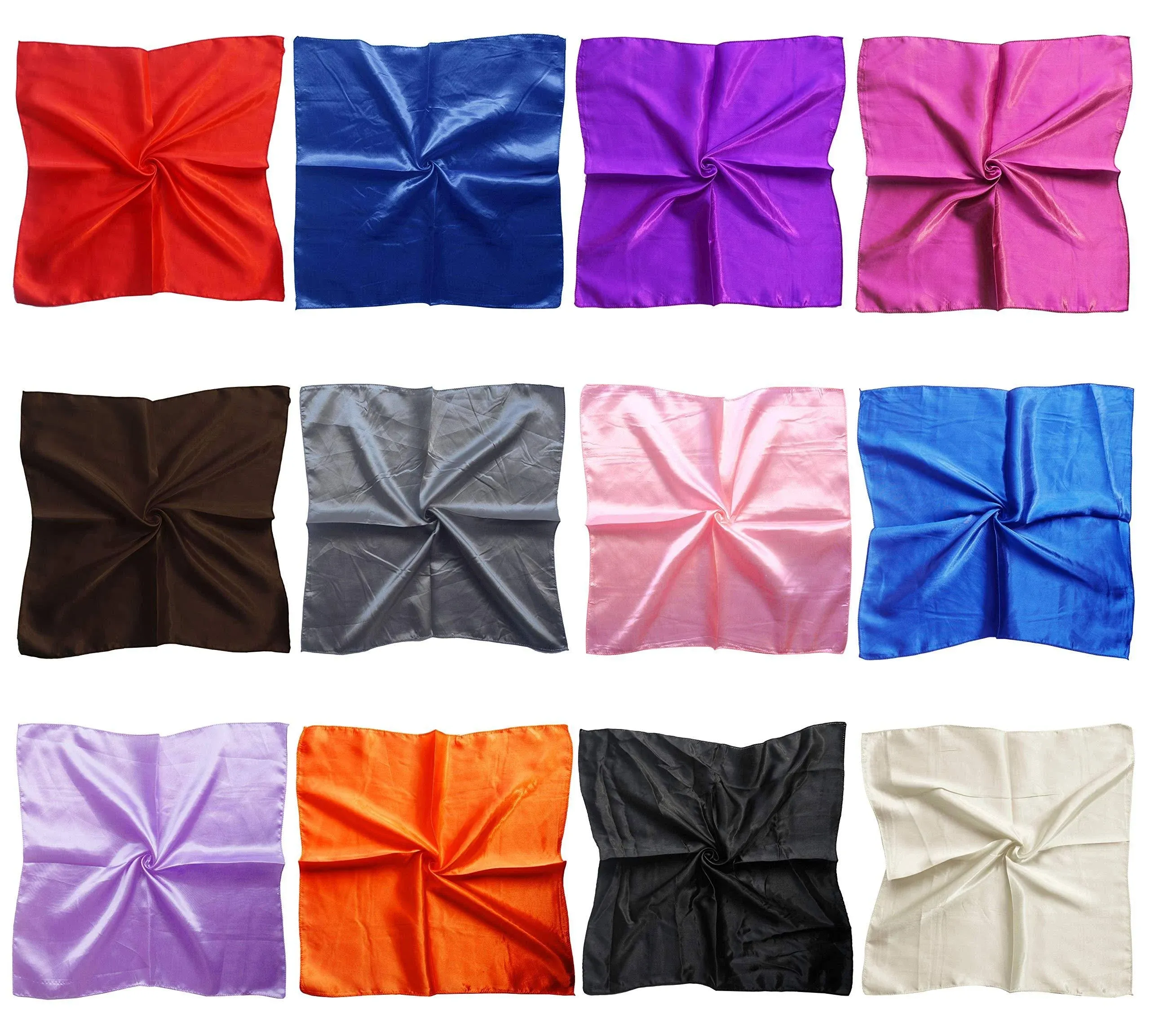 LilMents 12 Set Mixed Designs Small Square Satin Womens Neck Head Scarf Scarves ...