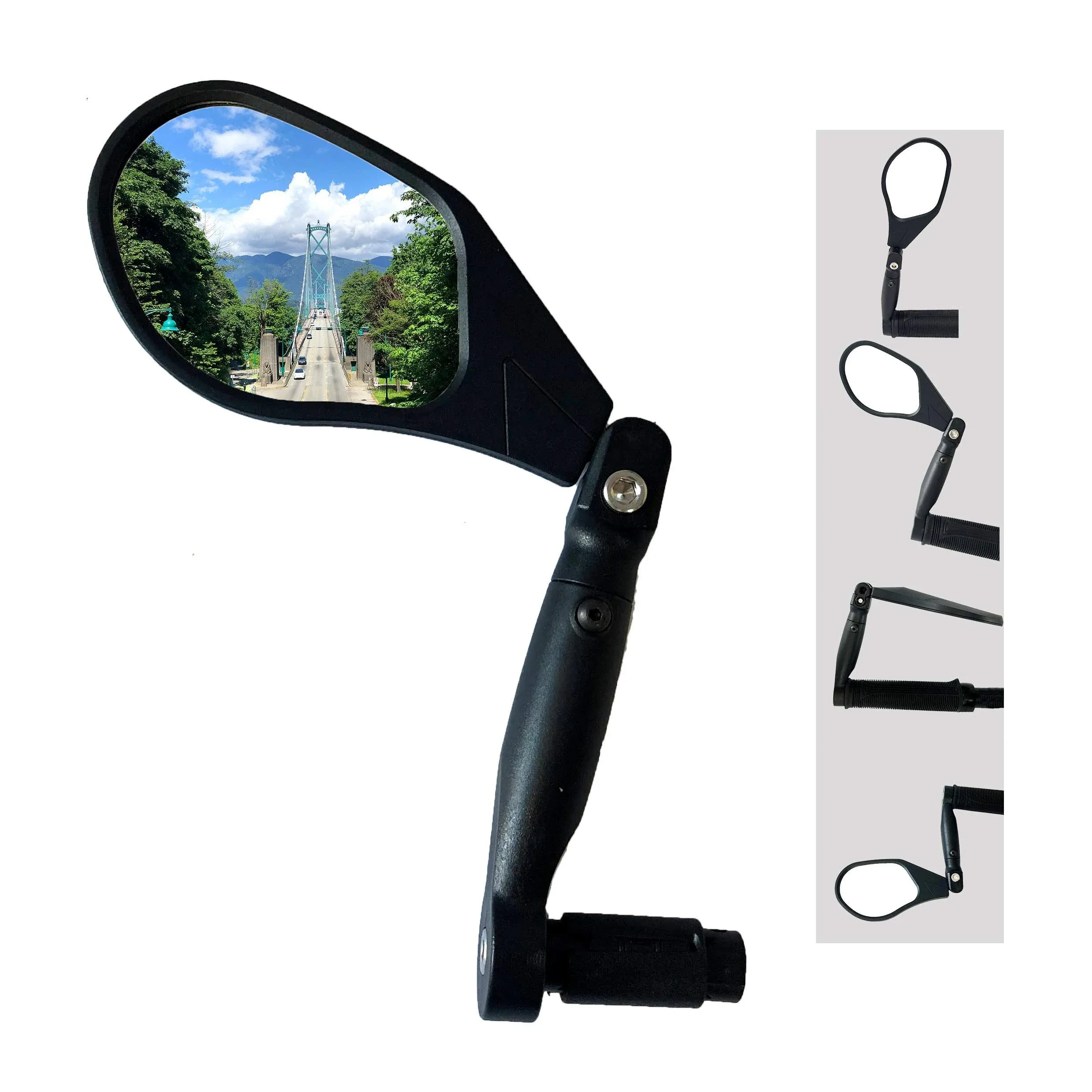 Hafny New Handlebar Bike Mirror, HD,Blast-Resistant, Glass Lens, Reflector (HF-M903RS-FR05 (Bar End Fitting Right Side, Silver Glass))