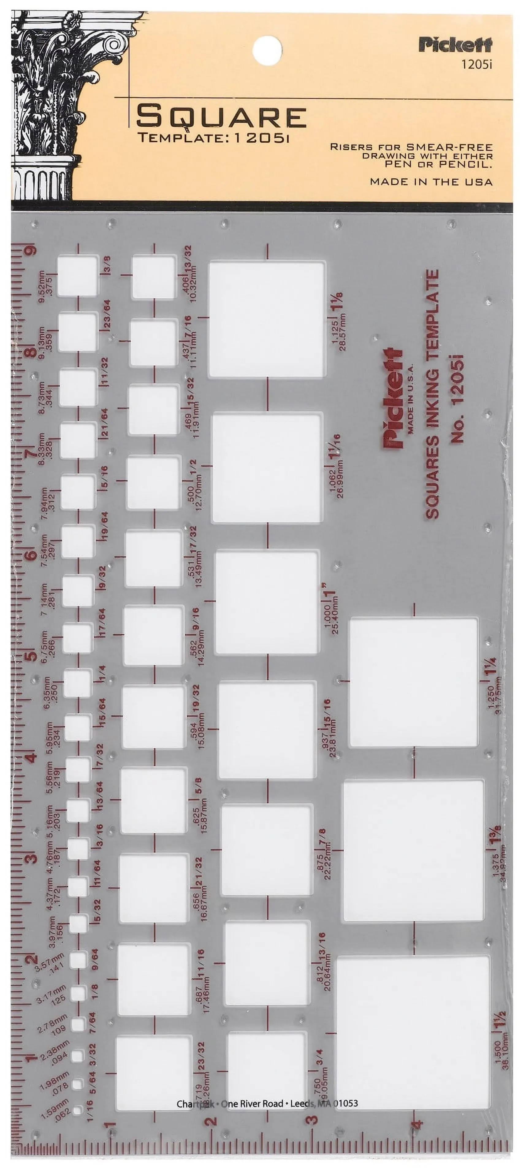 Chartpak Pickett Template - 1205i Squares