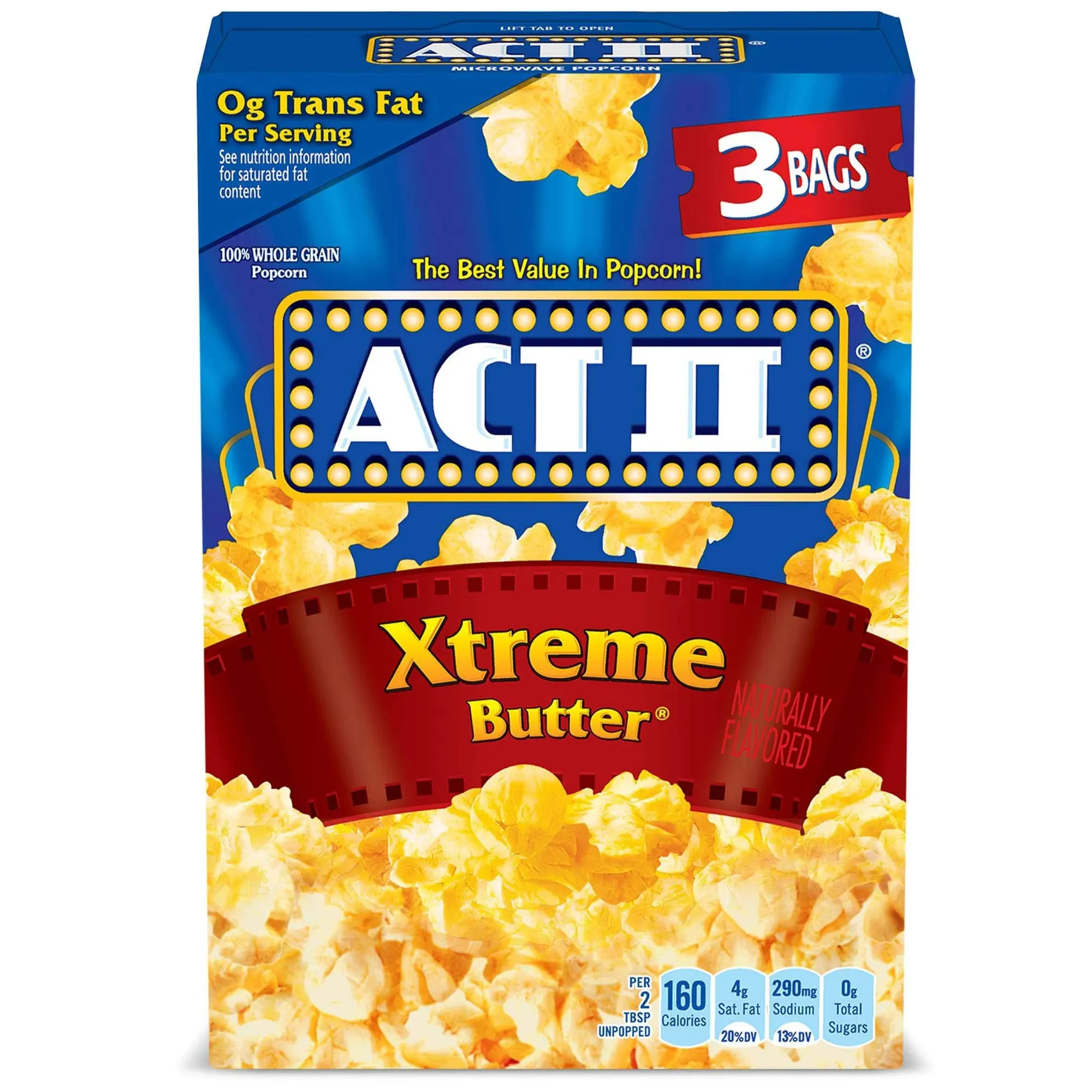 ACT II Xtreme Butter Microwave Popcorn Bags 3-Count Pack of 12