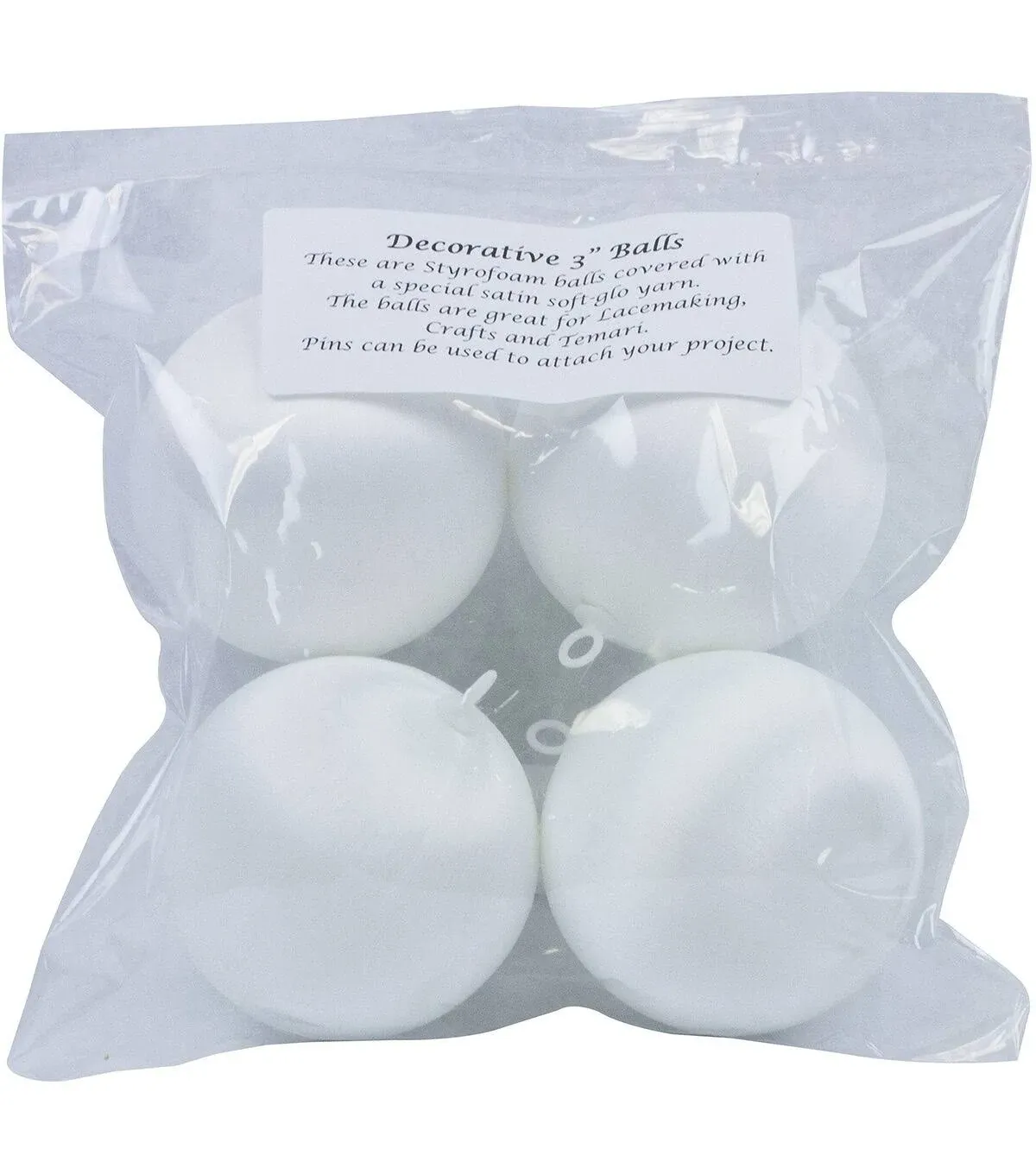 Handy Hands Decor Satin Covered Styrofoam Balls 3" 4/Pkg-White, 3-Inch, Multicolor