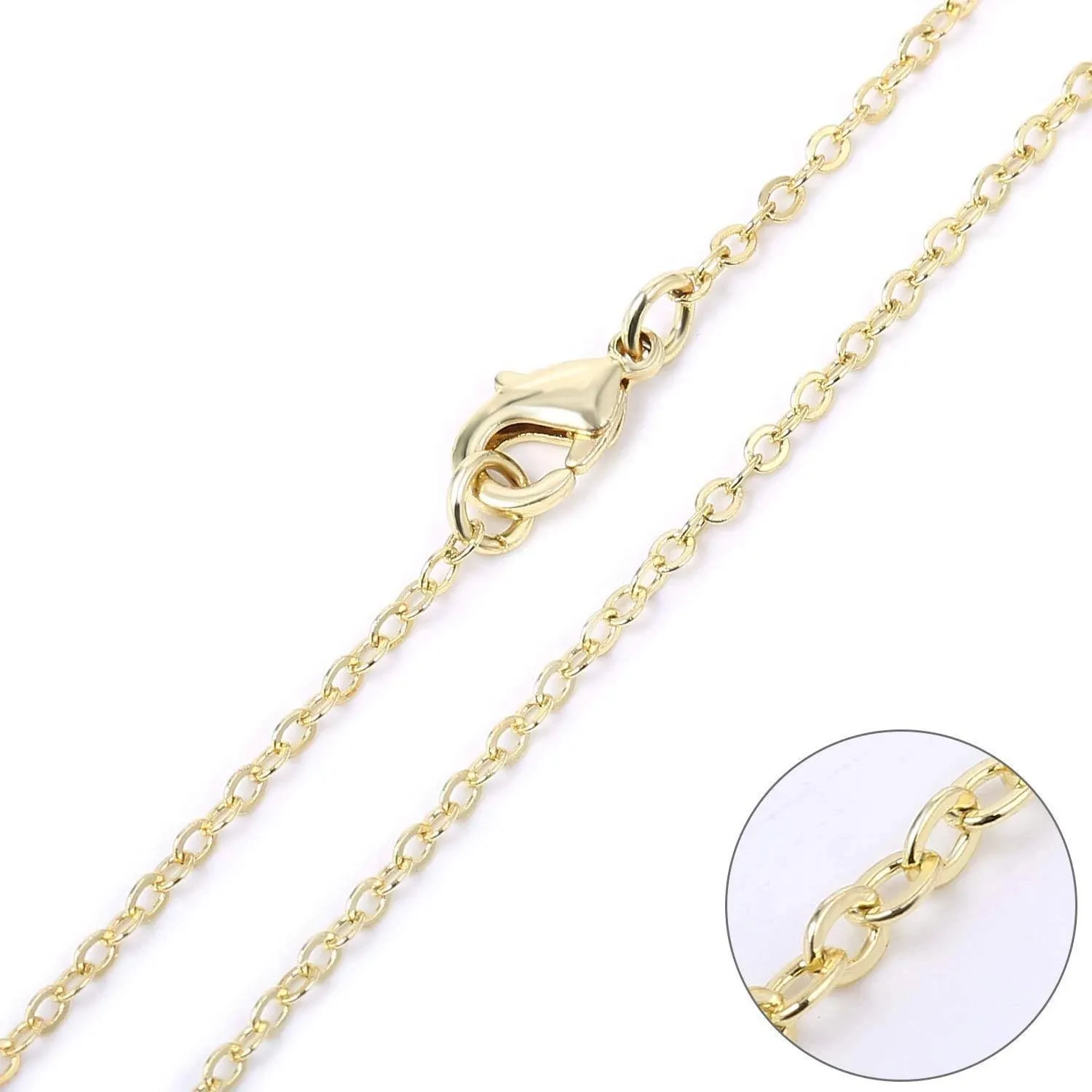 Wholesale 12 Pcs Gold Plated Over Solid Brass Chain Bulk Finished Chains for