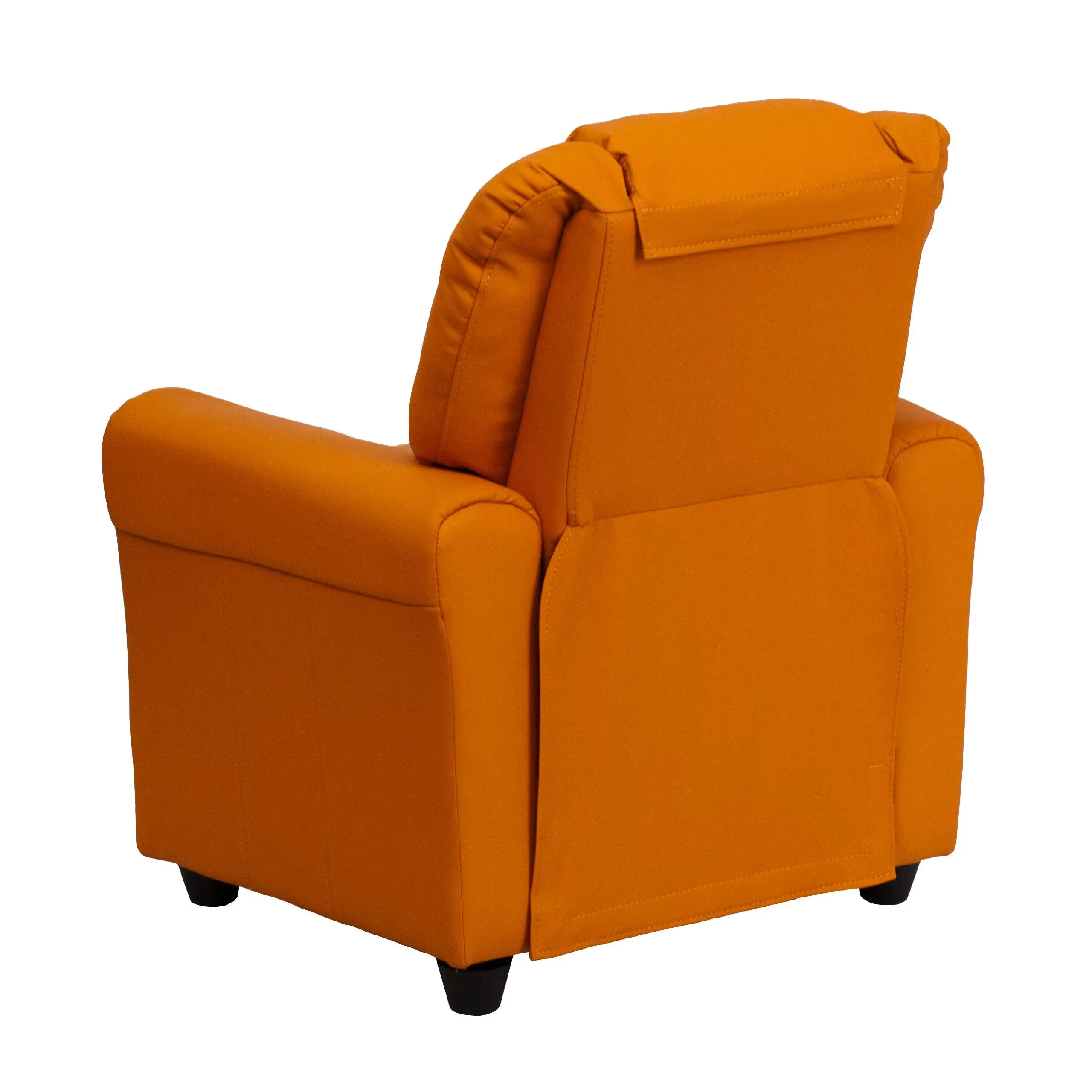 Emma + Oliver Orange Vinyl Kids Recliner with Cup Holder and Headrest