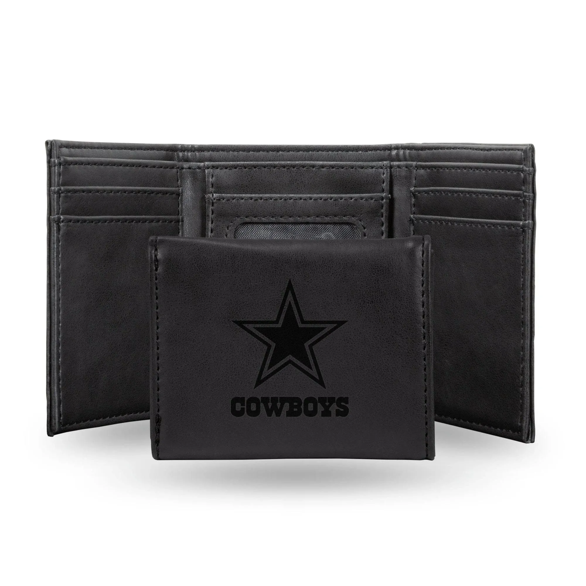 Raiders Laser Engraved Black Trifold Wallet