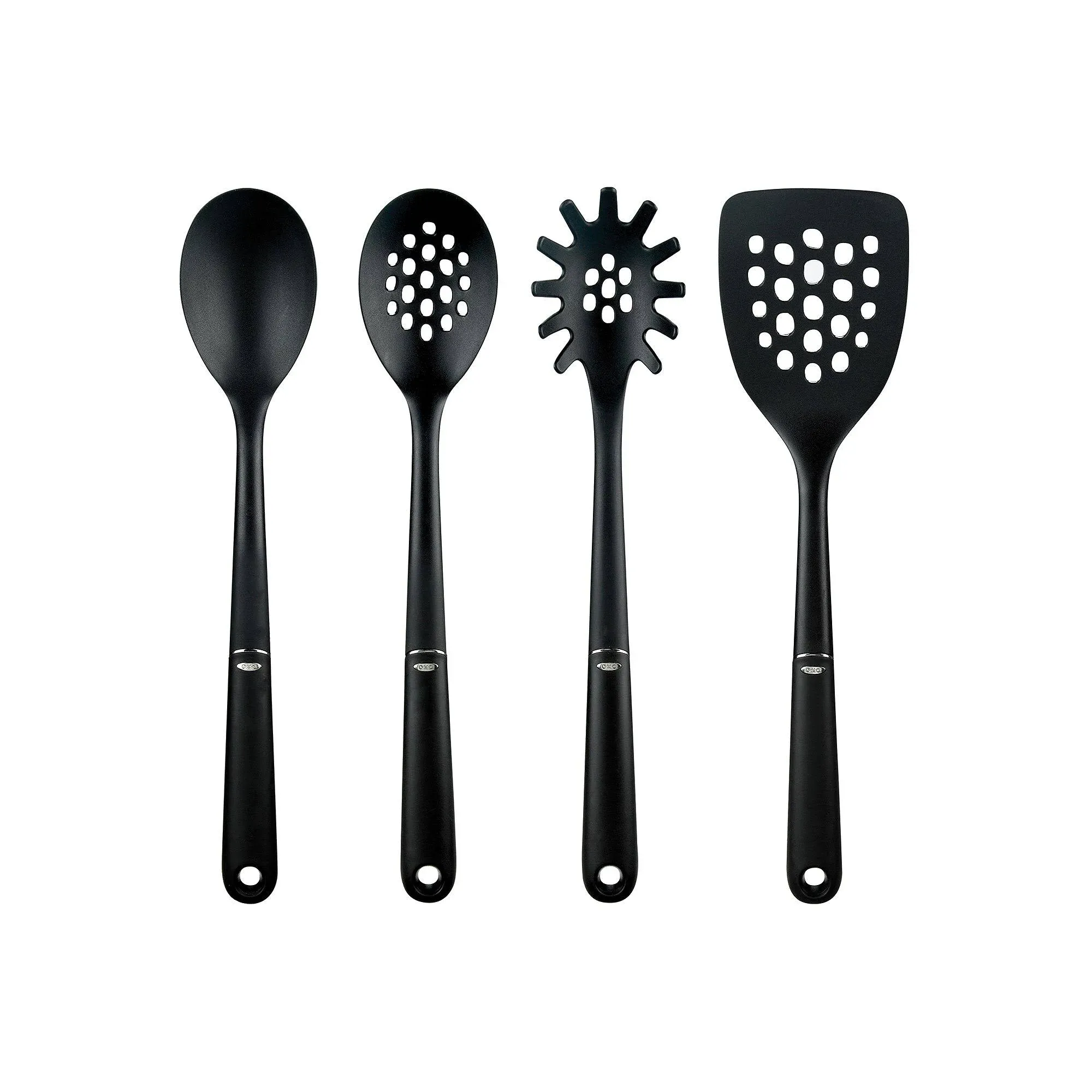 OXO Good Grips 4-Piece Nylon Tool Set & Good Grips Nylon Ladle, Black, One Size