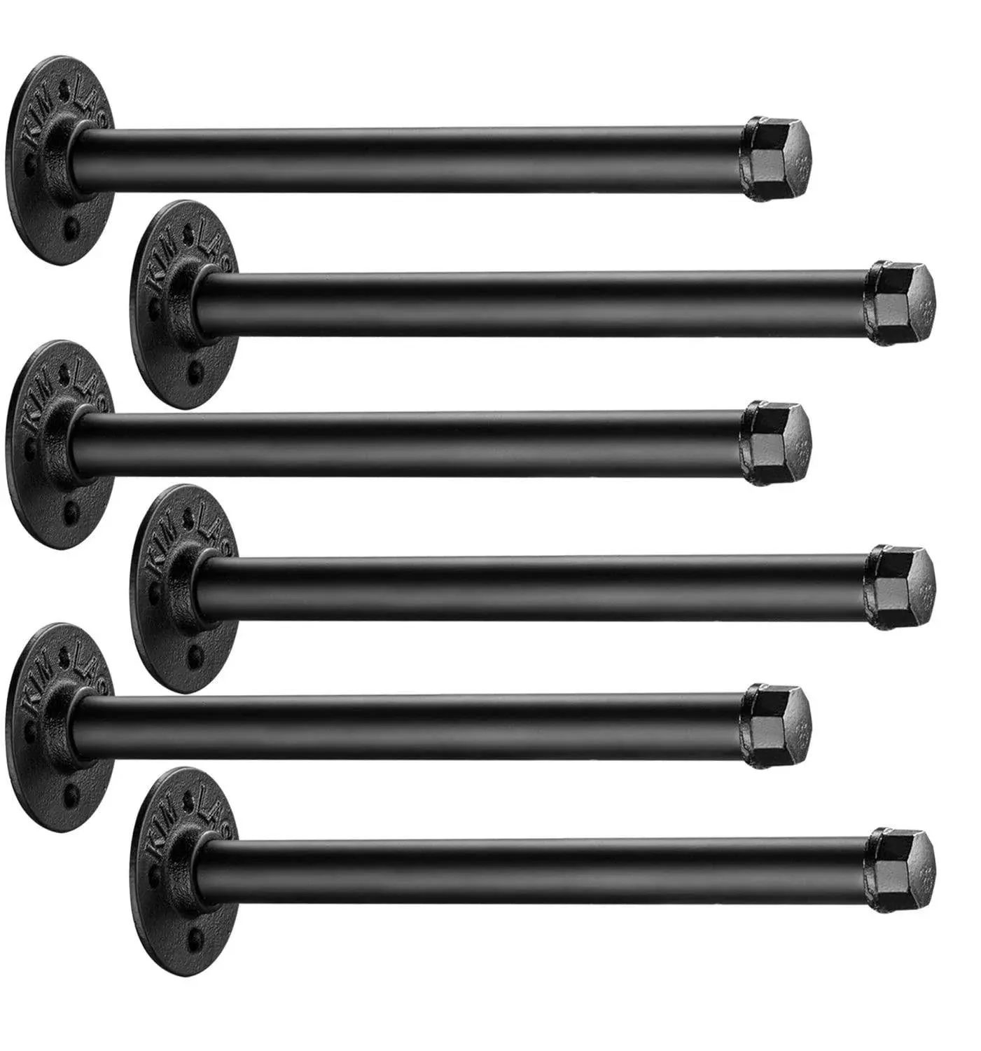 Industrial Black Iron Pipe Shelf Brackets 6 Pack, Elibbren 13.7 Inch 13.7inch 